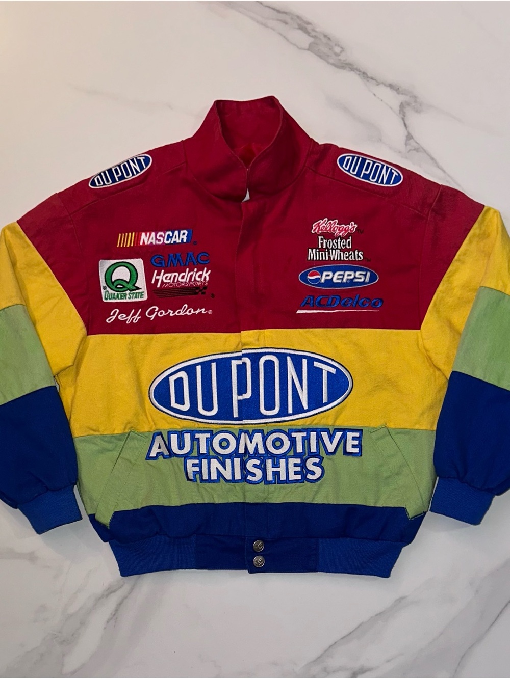 Vintage Jeff Gordon DuPont Rainbow NASCAR Racing Jacket Chase Authentics Large